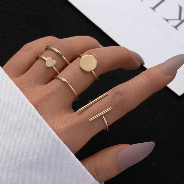 Heart and Geometric Midi/Joint Ring Set - options available