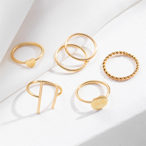 Heart and Geometric Midi/Joint Ring Set - options available