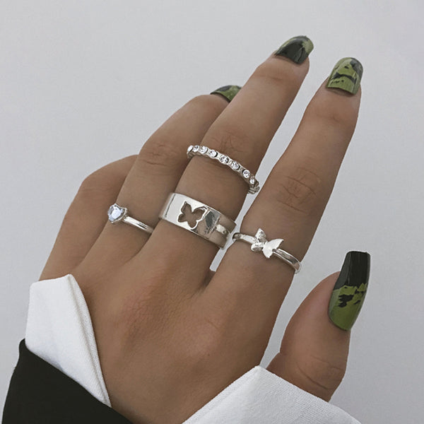 Heart and Geometric Midi/Joint Ring Set - options available