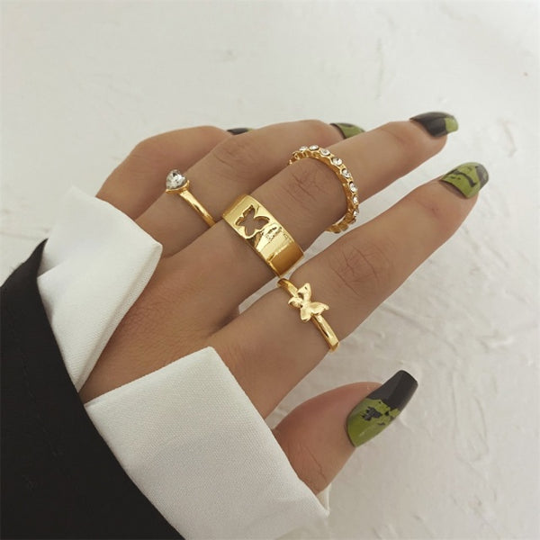 Heart and Geometric Midi/Joint Ring Set - options available