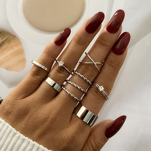 Heart and Geometric Midi/Joint Ring Set - options available