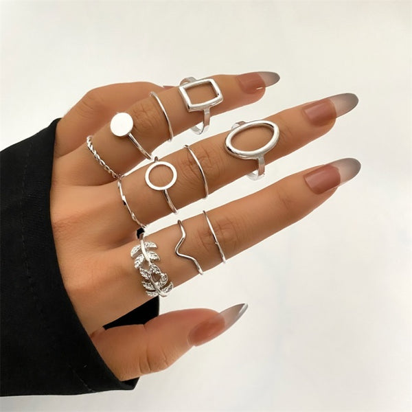 Heart and Geometric Midi/Joint Ring Set - options available