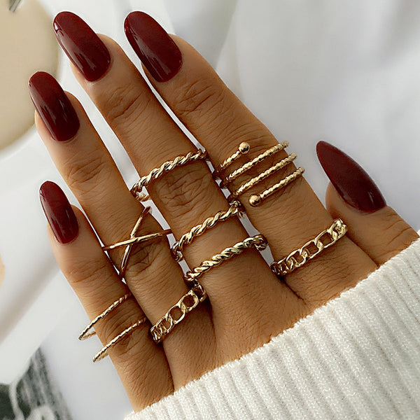 Heart and Geometric Midi/Joint Ring Set - options available