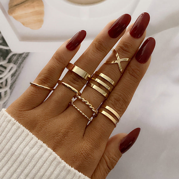 Heart and Geometric Midi/Joint Ring Set - options available