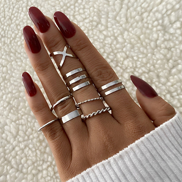 Heart and Geometric Midi/Joint Ring Set - options available