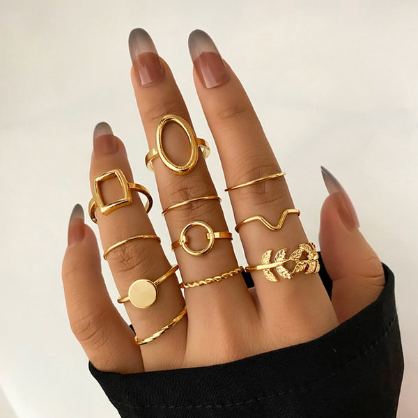 Heart and Geometric Midi/Joint Ring Set - options available