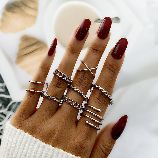 Heart and Geometric Midi/Joint Ring Set - options available